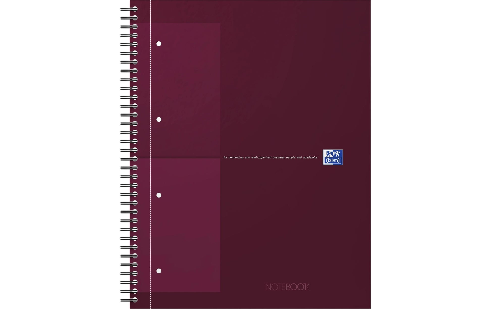 Oxford Collegeblock – A4+ – Doppelspirale, Hardcover, mikroperforiert, Kopfzeile, doppelter Rand, Burgund