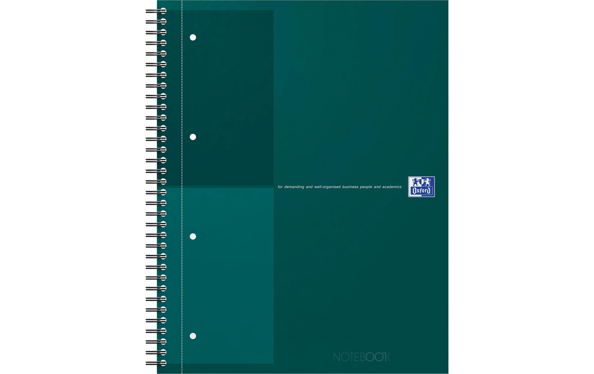 Oxford Collegeblock – A4+ – 80 g/m² – Doppelspirale, mikroperforiert, Kopfzeile, doppelter Rand, dunkelgrün