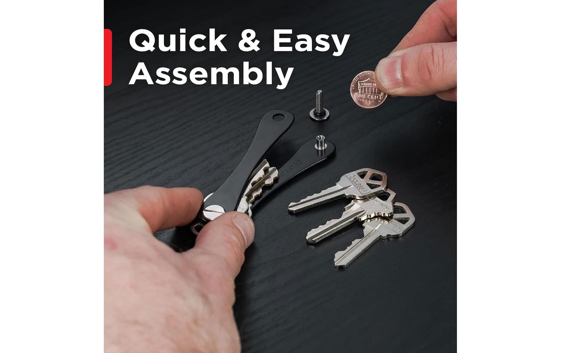 KeySmart Schlüssel-Organizer – kompakt, Aluminium/Edelstahl, Schwarz