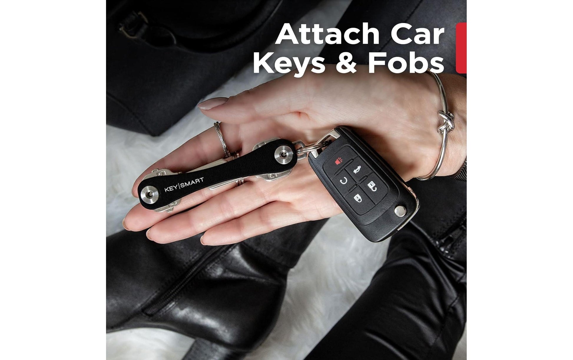 KeySmart Schlüssel-Organizer – kompakt, Aluminium/Edelstahl, Schwarz