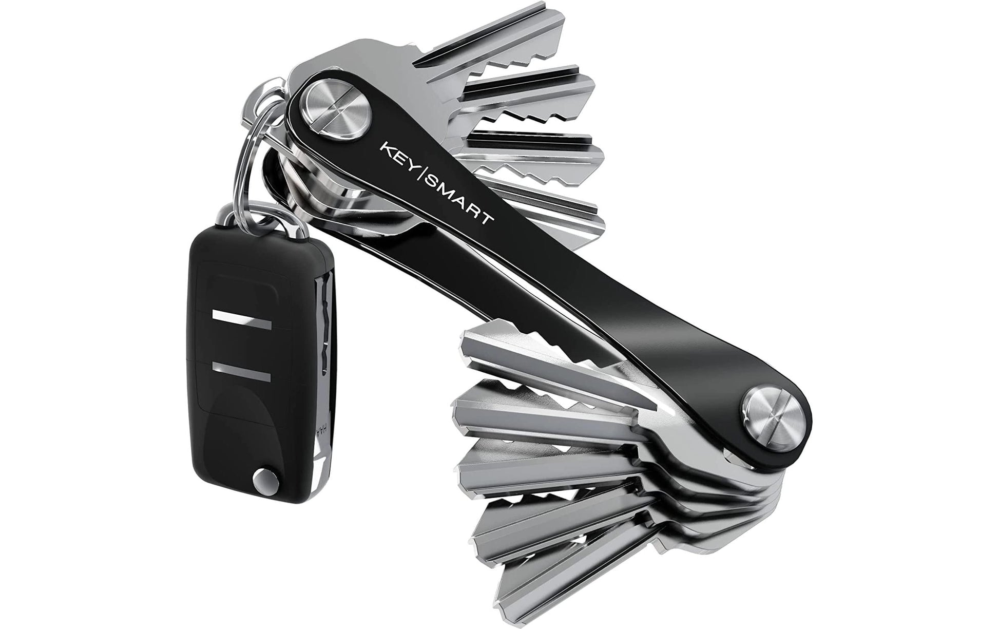KeySmart Schlüssel-Organizer – kompakt, Aluminium/Edelstahl, Schwarz