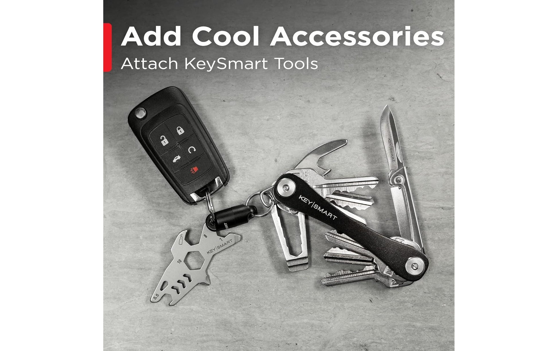KeySmart Schlüssel-Organizer – kompakt, Aluminium/Edelstahl, Schwarz