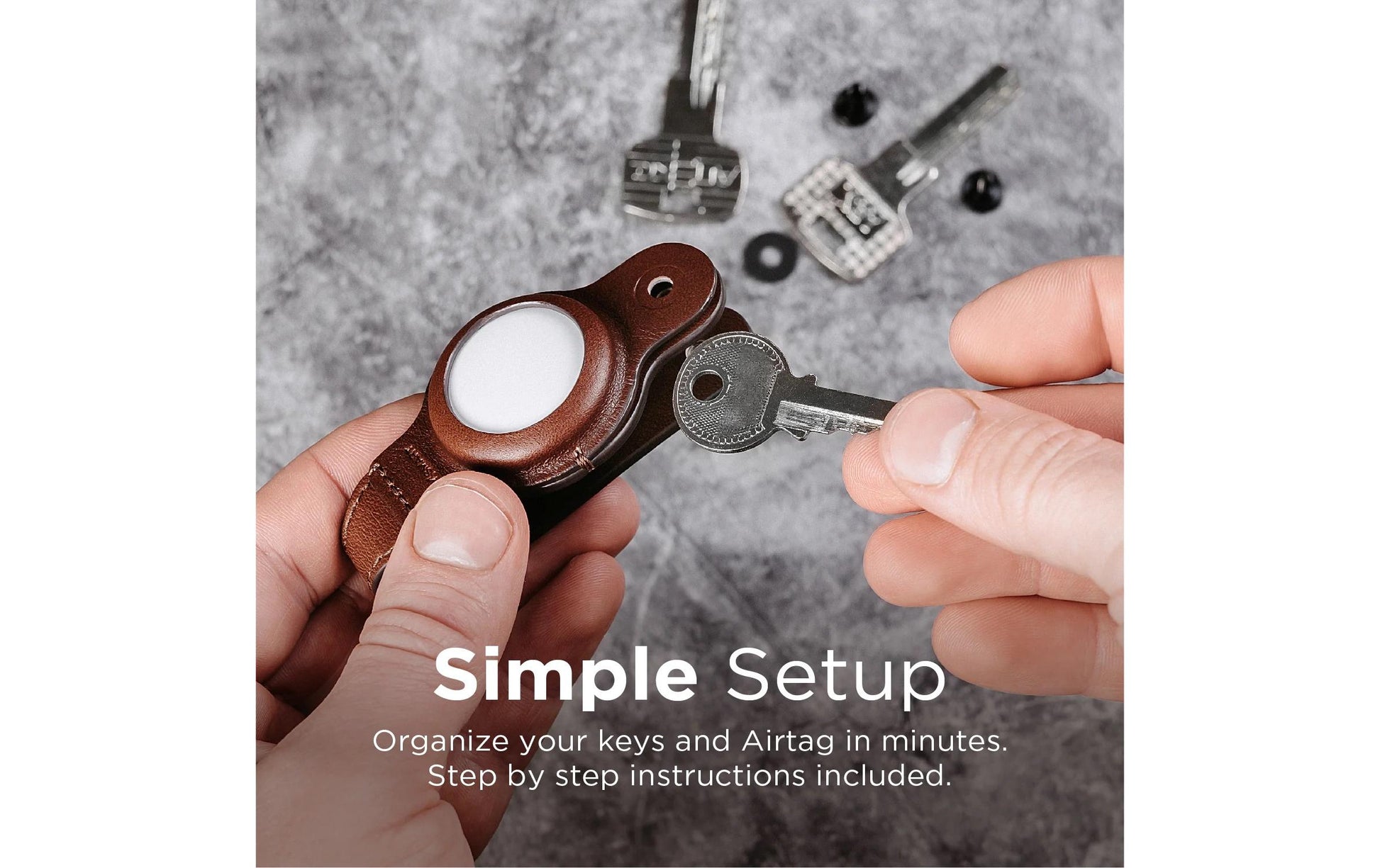 KeySmart AirTag-Hülle Air Leather für Apple AirTag – Leder, Braun