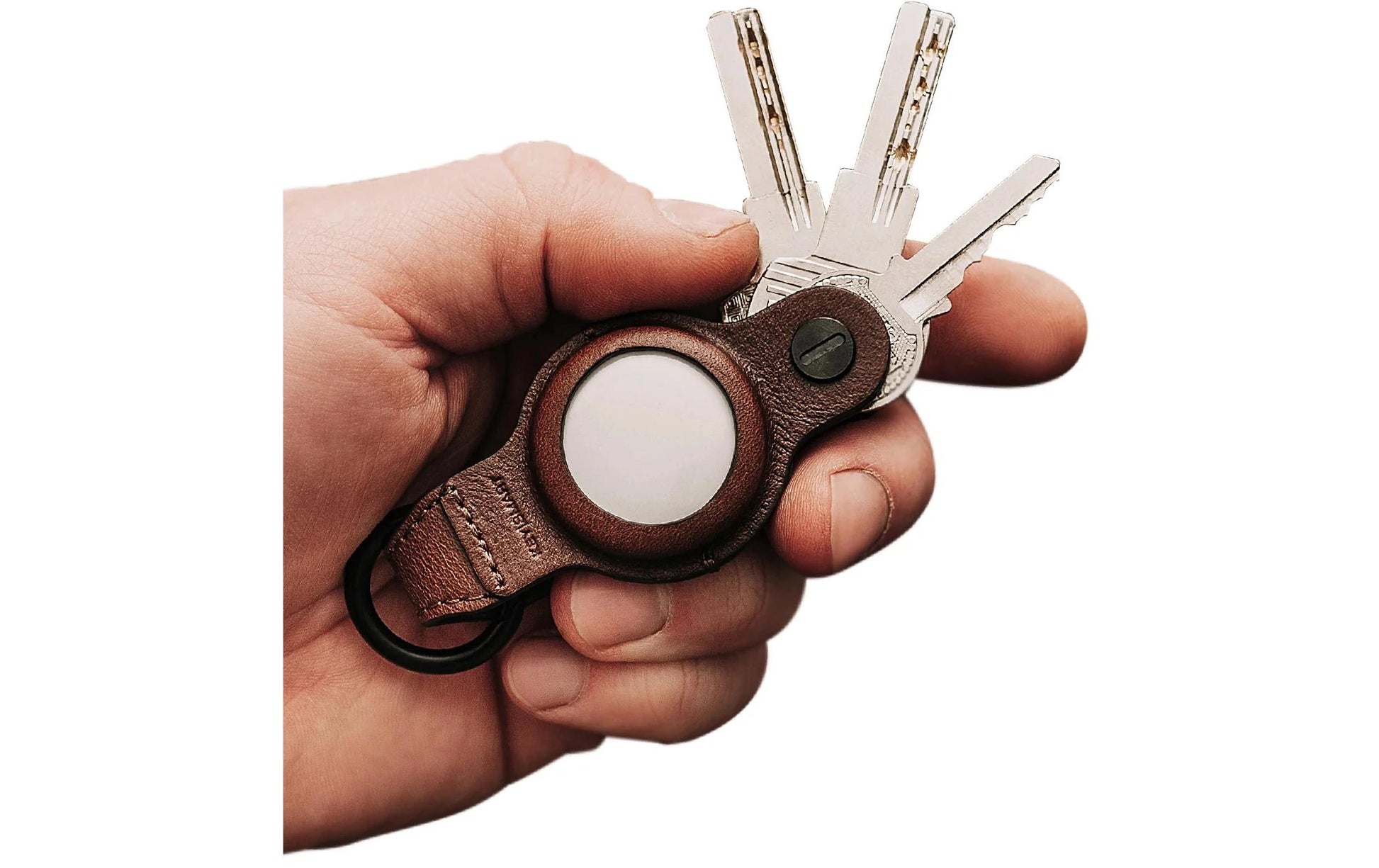 KeySmart AirTag-Hülle Air Leather für Apple AirTag – Leder, Braun