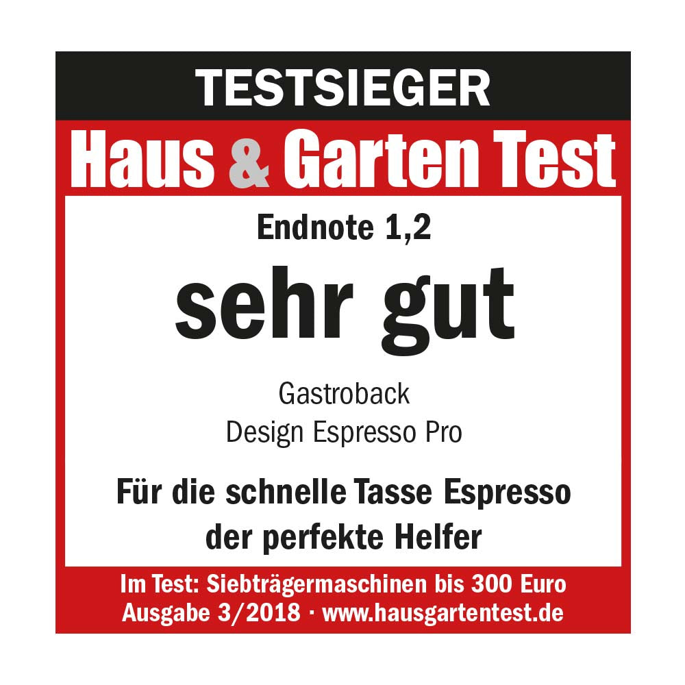 Gastroback Design Espresso Pro Espressomaschine (Siebträger) – 15 bar, 1,5 l, Milchschaumdüse, Edelstahl