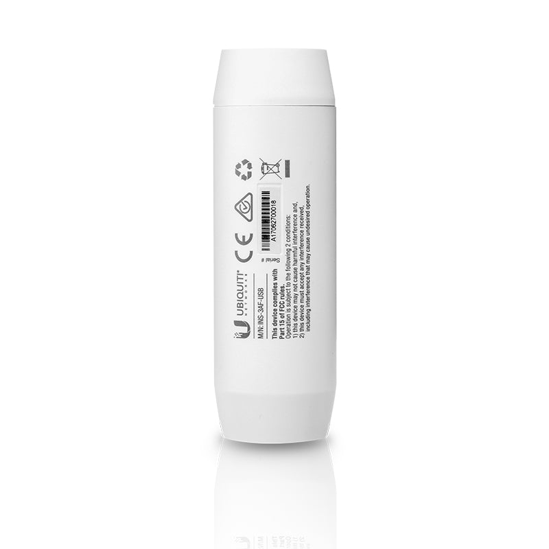 Ubiquiti INS-3AF-USB Adapter PoE zu USB – 48 V Eingang, 5 V/2 A Ausgang, 1× USB 2.0, Weiss