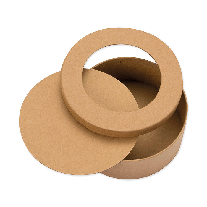 GLOREX Papp-Dose – Ø 130 × 50 mm, Karton, beige, mit Deckel – 1 Stk.