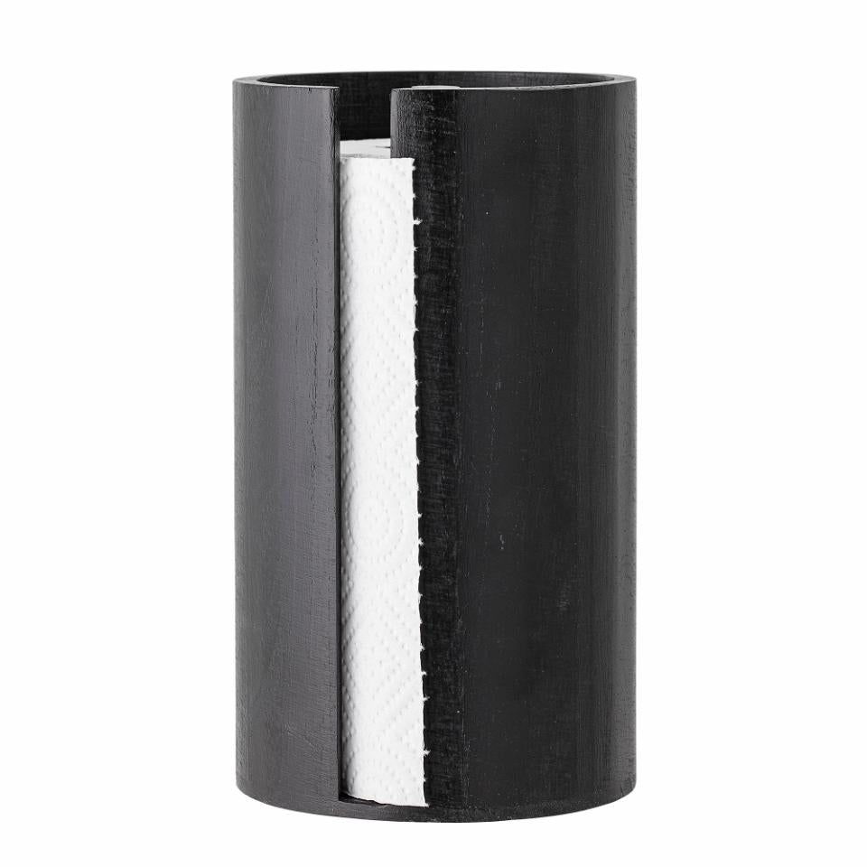Bloomingville Küchenrollenhalter Paulownia (Holz), Ø 14,5 × 25,5 cm, Schwarz