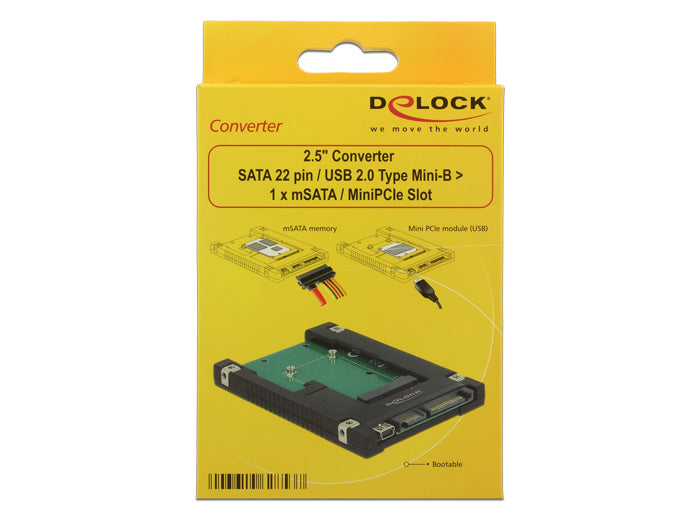 DeLOCK 62853 Adapter mSATA zu SATA (2,5") – 6 Gbit/s – für mSATA-Module, 2,5" SATA
