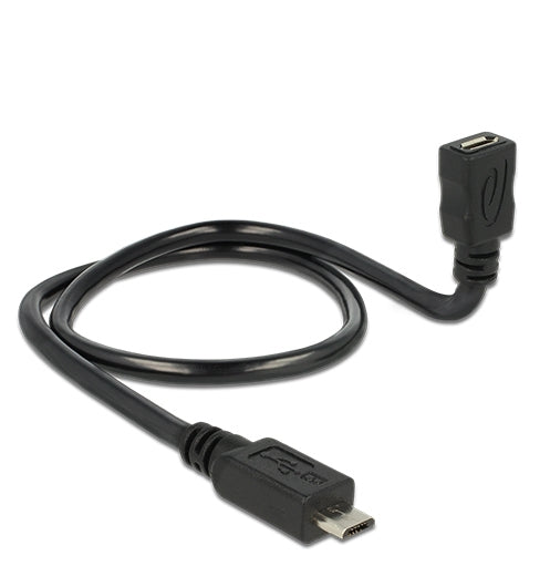 DeLOCK USB-Adapter Micro-USB-B auf USB-C – USB 2.0 (480 Mbit/s) – 0,5 m – USB On-The-Go (OTG) – Schwarz