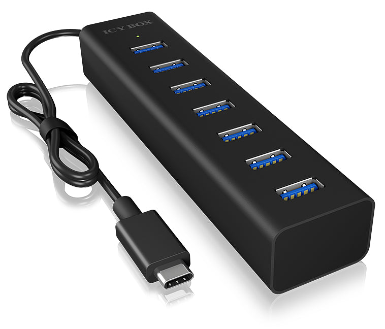 ICY BOX IB-HUB1700-C3 USB-Hub – USB-C, 7× USB-A, für Windows/Mac/Linux