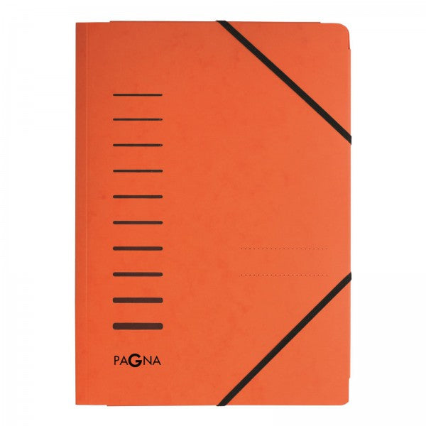 Pagna Gummibandmappe A4 – 3 Klappen, Karton, Orange, Beschriftungsfeld
