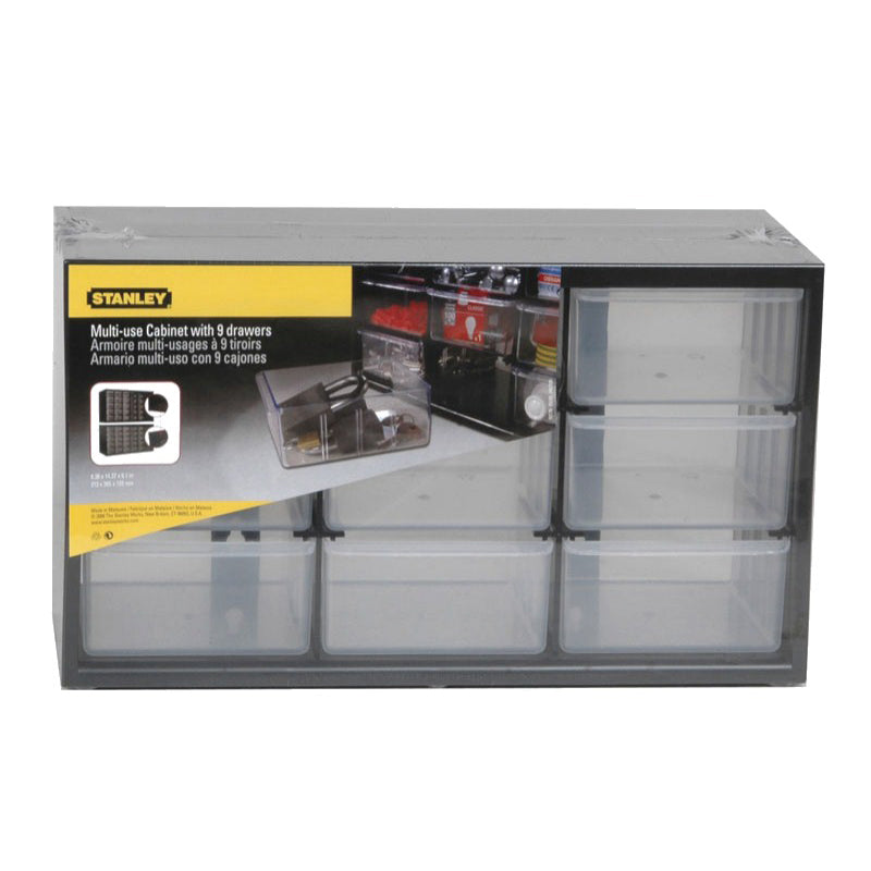 Stanley Schubladenmagazin, 155 × 365 × 213 mm, Kunststoff (PP), schwarz, transparent, 9 Schubladen