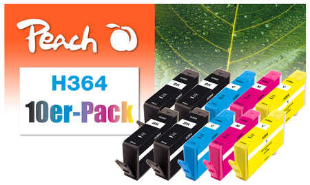 Peach Tintenpatronen-Multipack HP 364, 10er-Pack, kompatibel – für HP Photosmart B109A