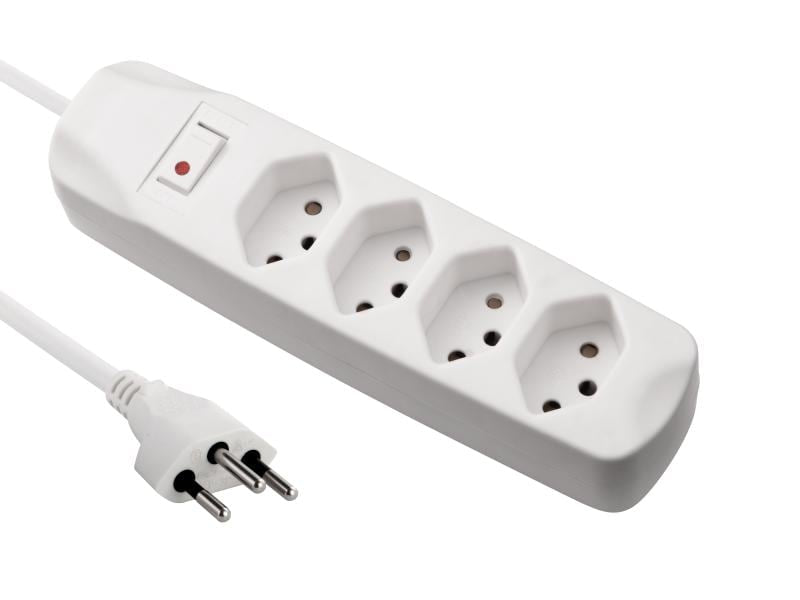 Furber. Furber Standard Steckdosenleiste, 4×T13, mit Schalter, 1,5 m, Kindersicherung, Befestigungslaschen – Weiss