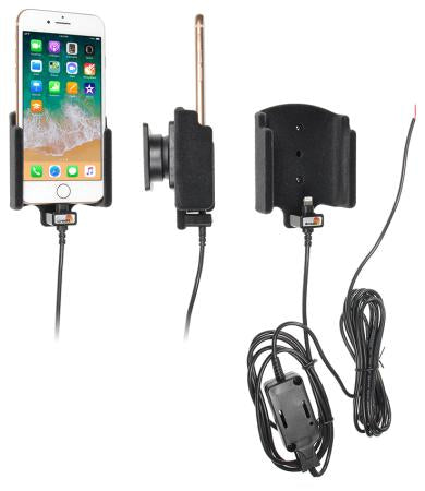 Brodit Auto-Halterung, 360° drehbar, neigbar 0–20°, mit Zigarettenanzünder – für iPhone 8 – Schwarz, ABS