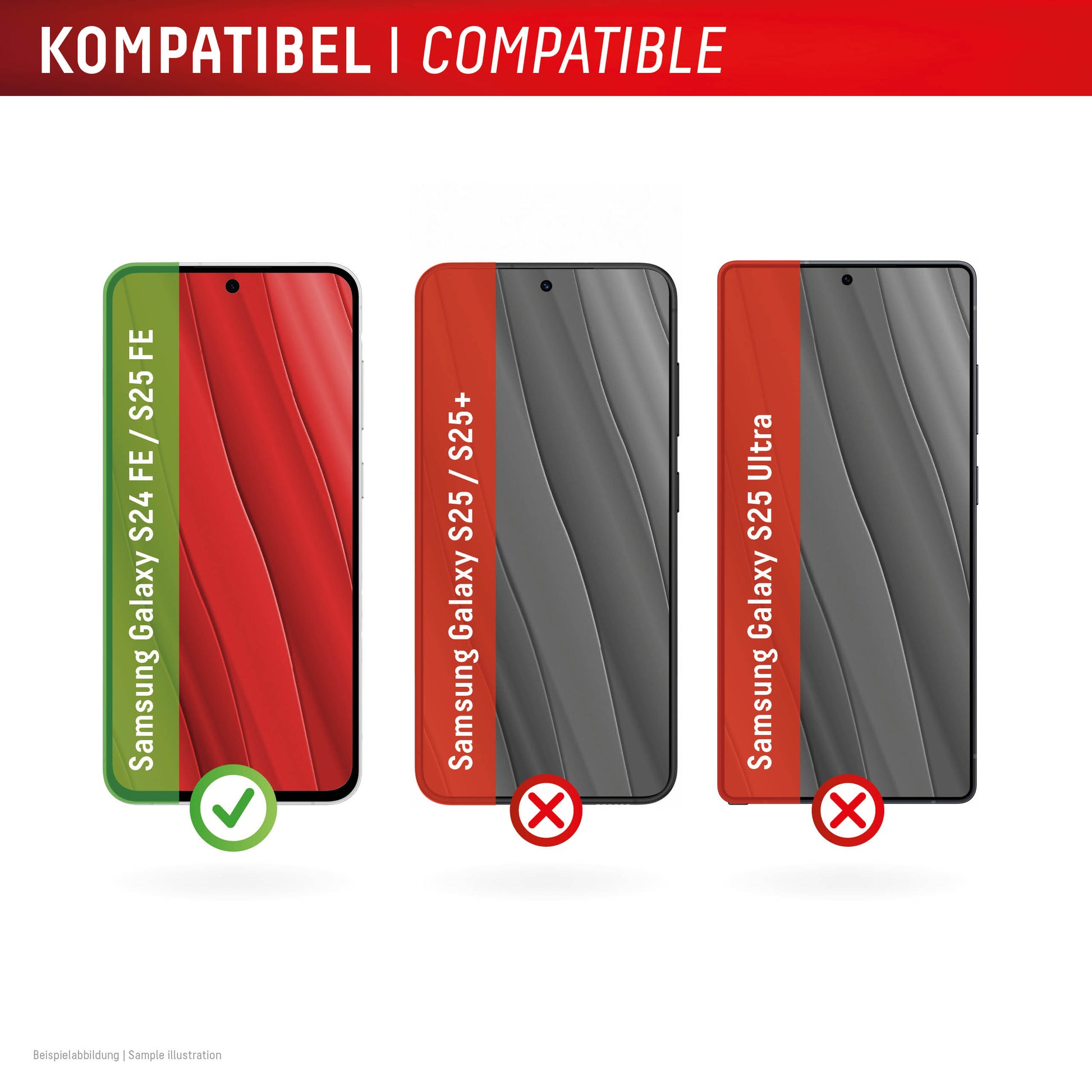 E.V.I. Displayschutz (Hybrid-Glas), 9H – für Galaxy S25 FE/S24 FE – mit Applikator