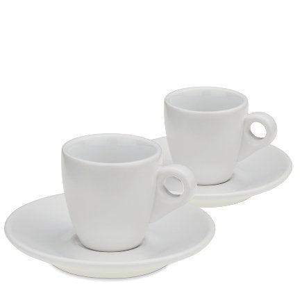Kela Espressotasse – 50 ml, Ø 12,0 cm, Keramik, Weiss, mit Unterteller, Löffel