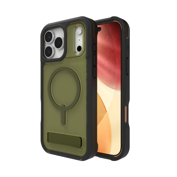 ZAGG Rainier Snap Backcover – für Apple iPhone 17 Pro Max, mit Ständer, Graphen, Grün, bis 7 m Sturzsicher