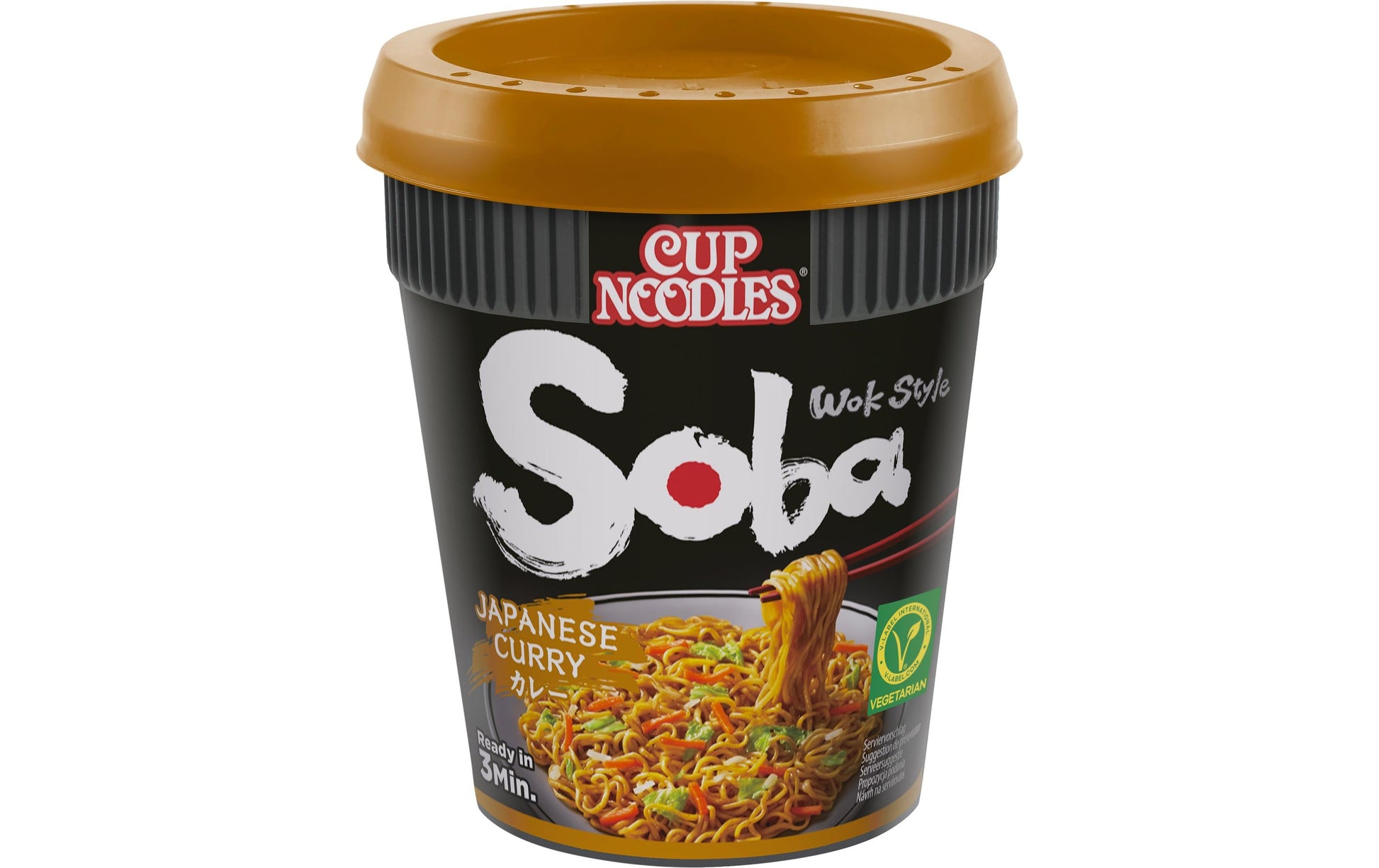 Nissin Food Instantnudeln Soba Curry, vegetarisch, Becher – 90 g