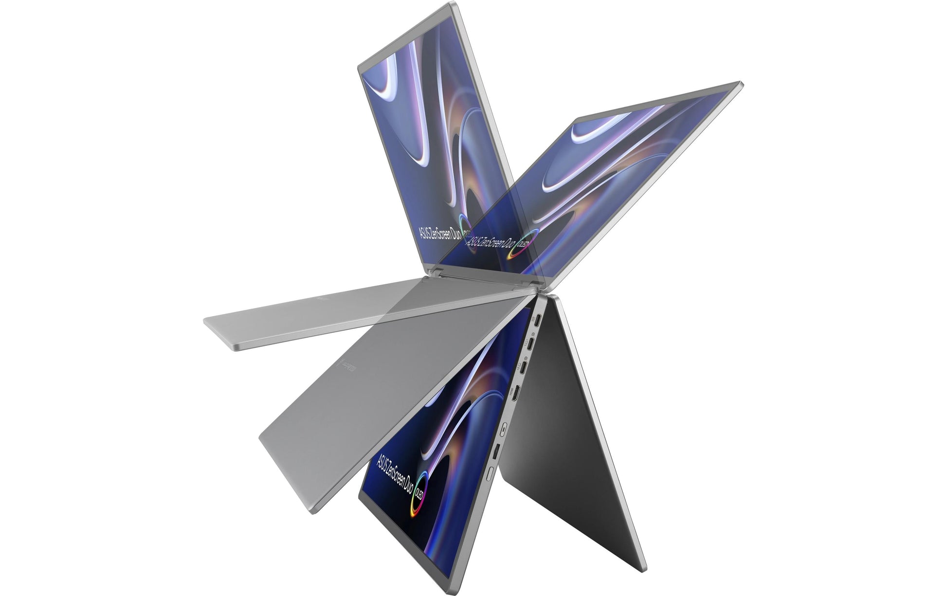 ASUS ZenScreen Duo MQ149CD – Portabler Monitor, 14", USB-C, mini-HDMI, Kensington-Schloss, Silber