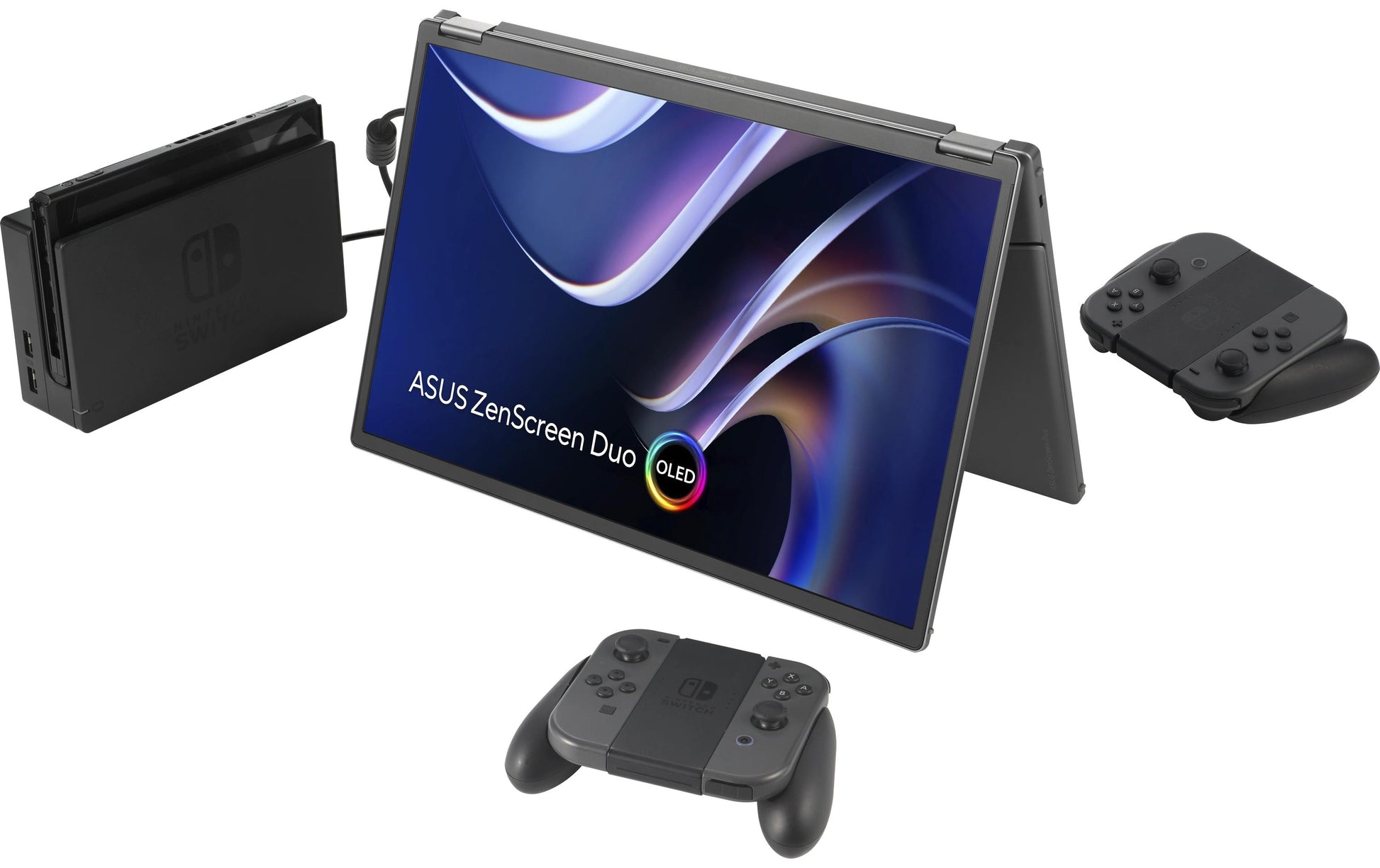 ASUS ZenScreen Duo MQ149CD – Portabler Monitor, 14", USB-C, mini-HDMI, Kensington-Schloss, Silber
