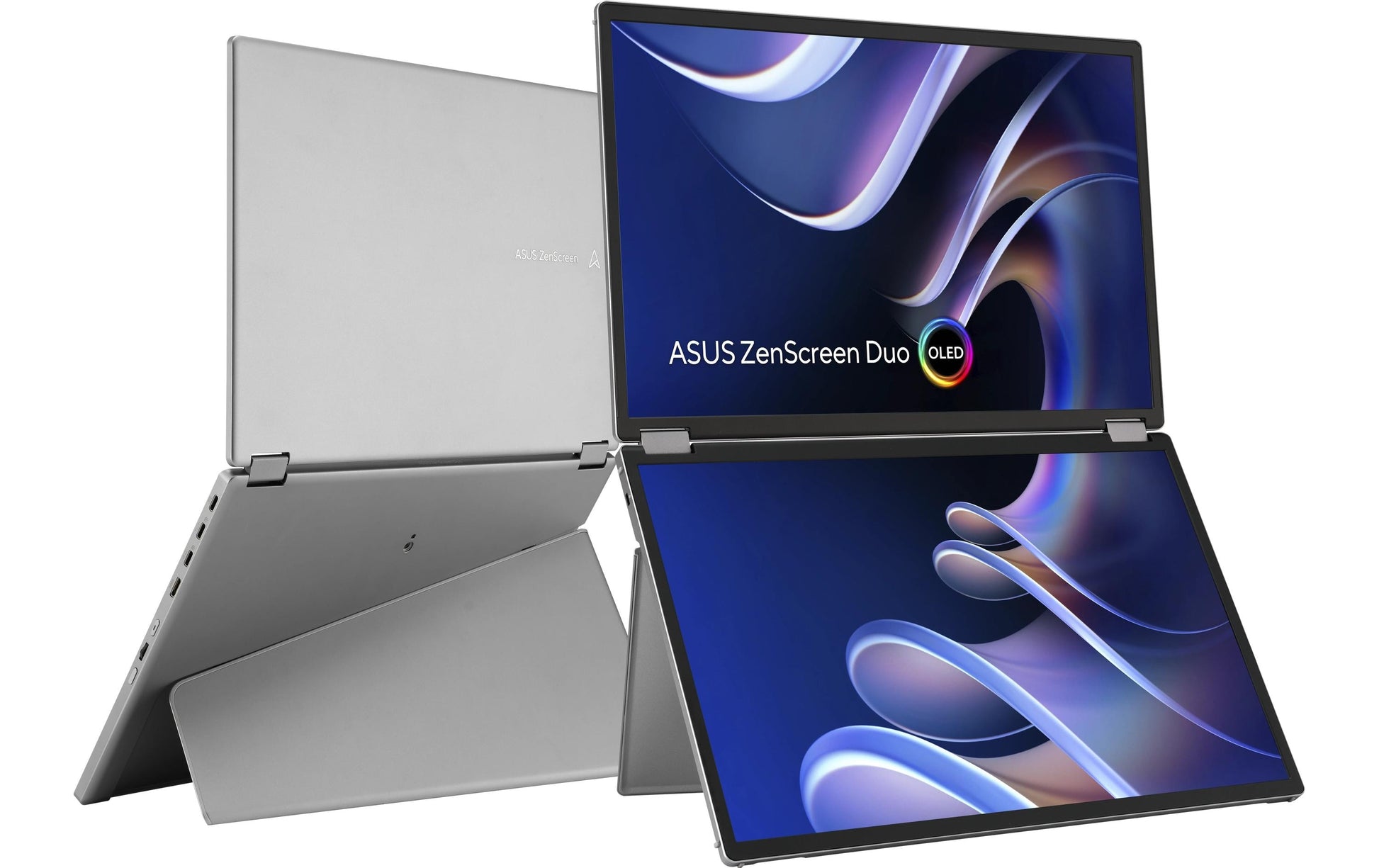 ASUS ZenScreen Duo MQ149CD – Portabler Monitor, 14", USB-C, mini-HDMI, Kensington-Schloss, Silber
