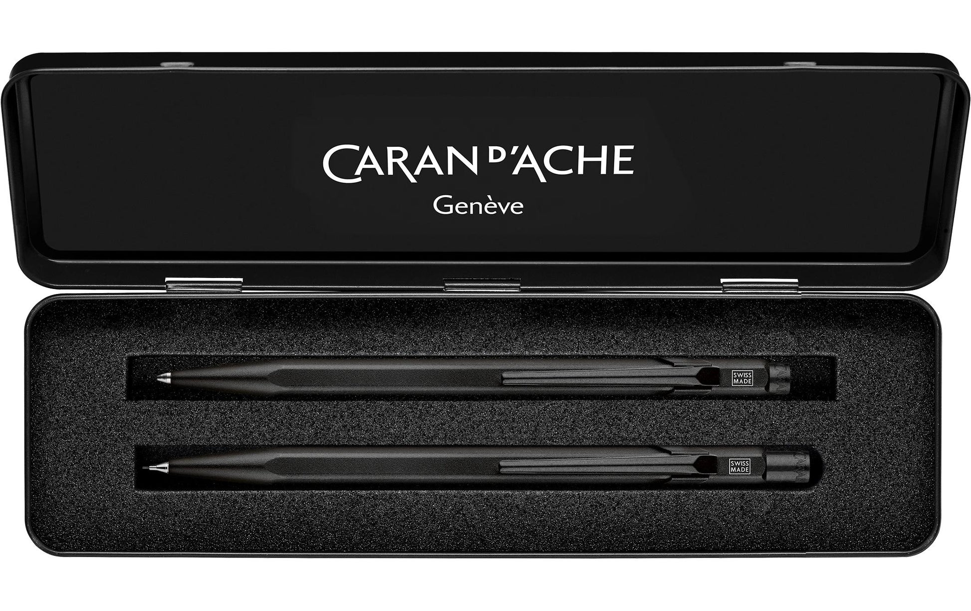 Caran d-Ache Caran d'Ache Premium Black Code Schreibset – Kugelschreiber & Druckbleistift, 0,7 mm – Schwarz – 2-teilig