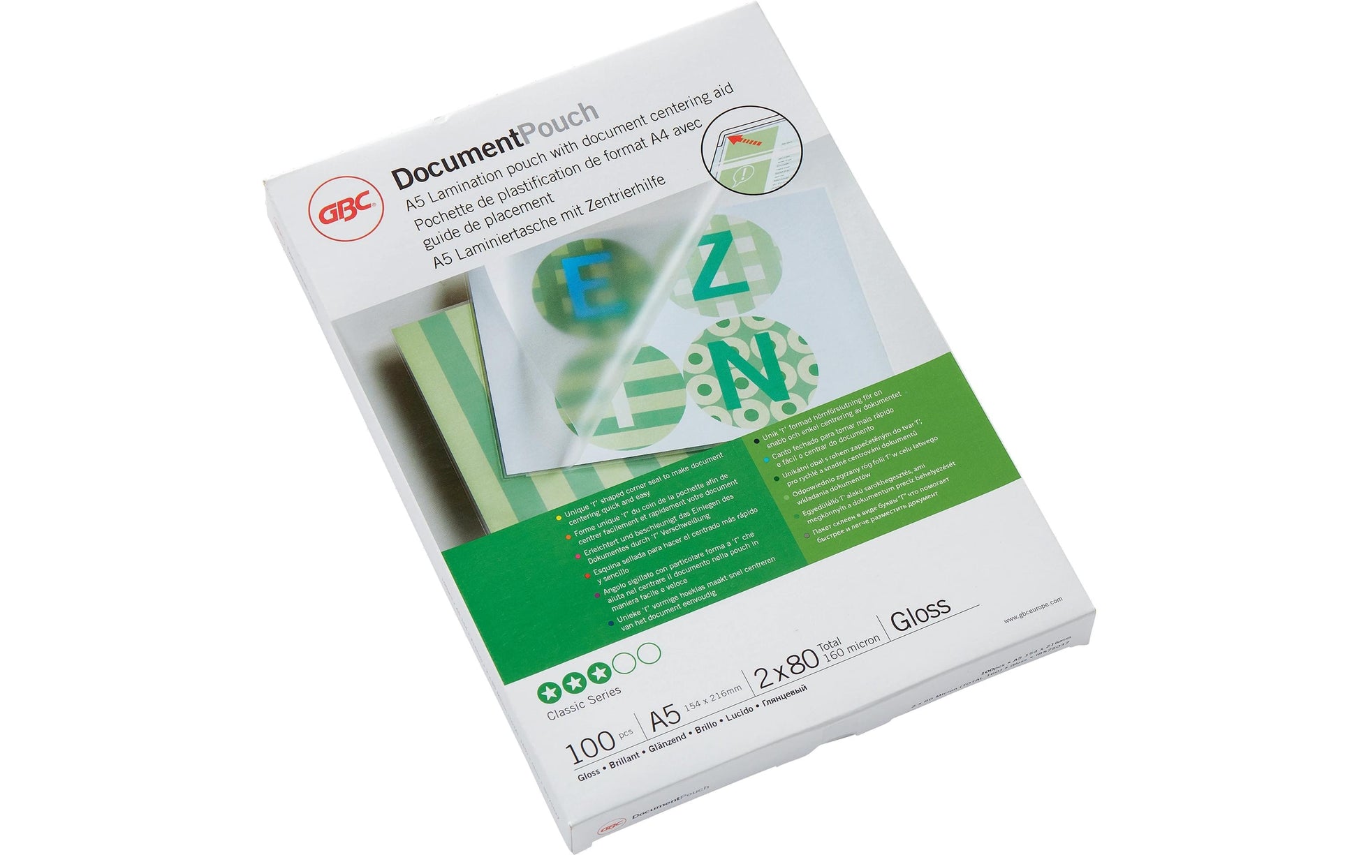 GBC Laminierfolien A5, glänzend – 80 µm, 154 × 216 mm, 100 Stk.