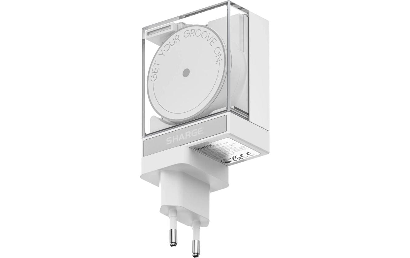 Sharge RETRACTABLE 65 USB-Ladegerät 65 W – USB-C×1, USB-A×1 – PD 2.0 – Weiss