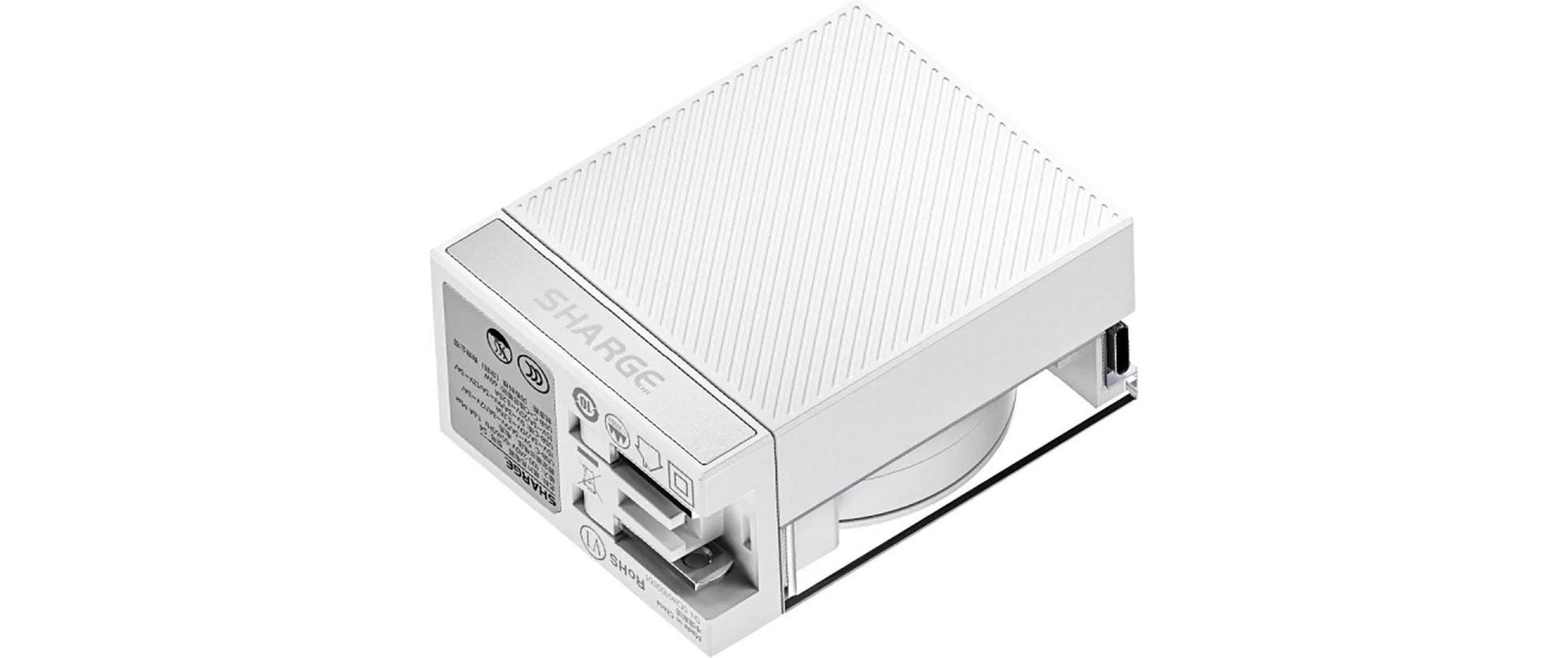 Sharge RETRACTABLE 65 USB-Ladegerät 65 W – USB-C×1, USB-A×1 – PD 2.0 – Weiss