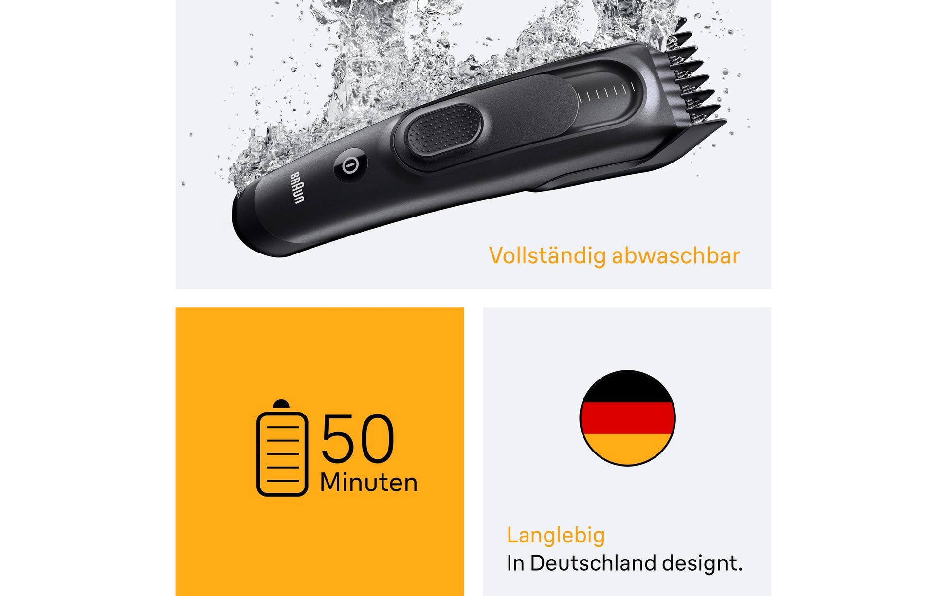 Braun Haarschneider Serie 5 HC5530 – 3–24 mm, 17 Längeneinstellungen, 50 min Akku, schwarz