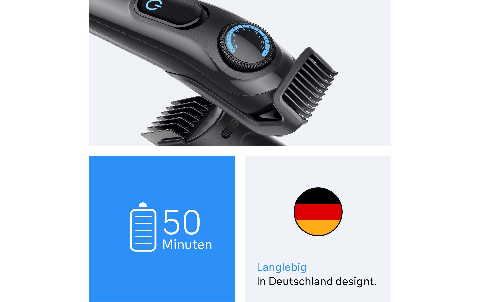 Braun Bartschneider Serie 3 BT3520 – 0,5–20 mm, 40 Längeneinstellungen, 50 min – Schwarz