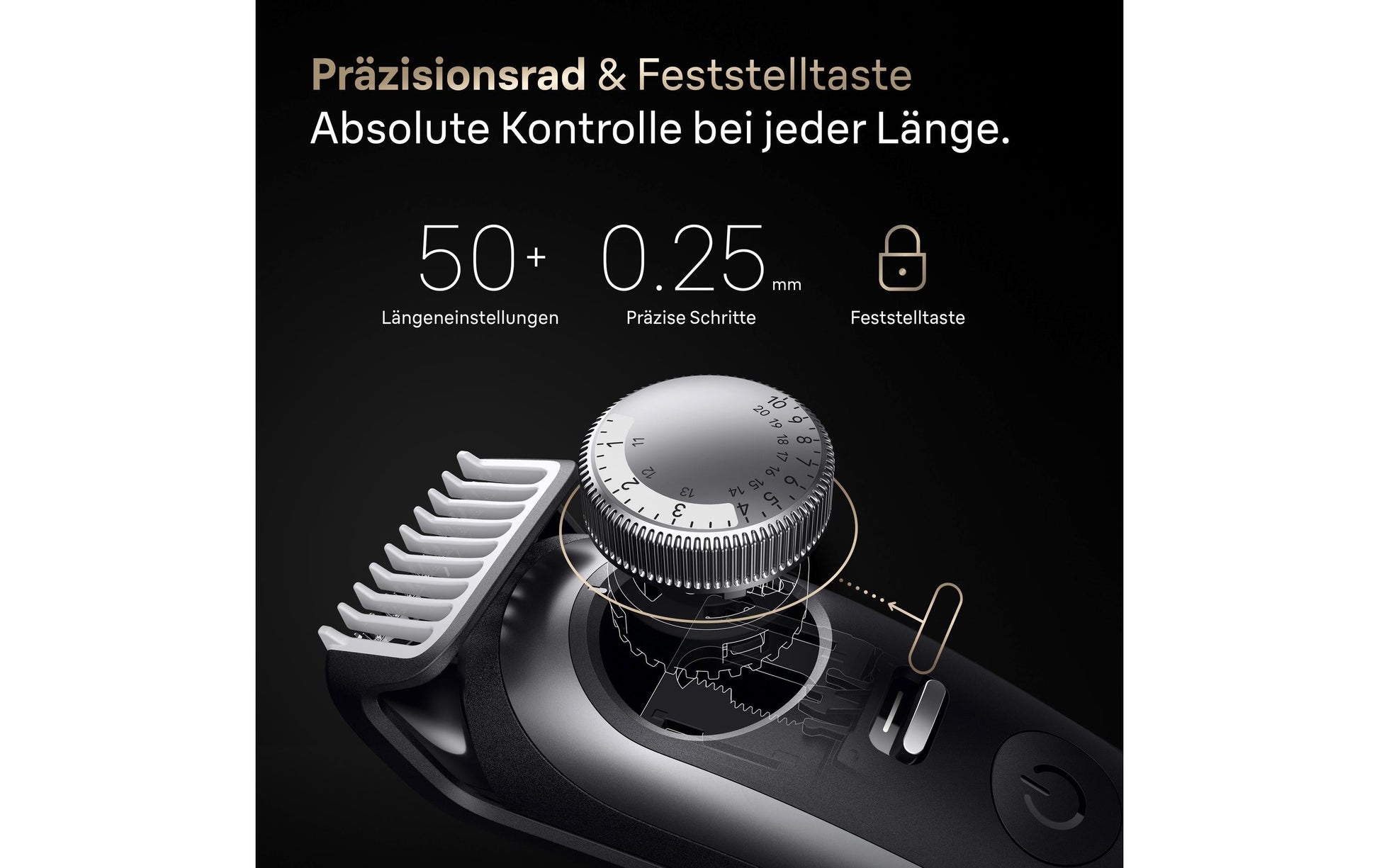 Braun Bartschneider Serie 9 BT9520 – Akku, 180 min Laufzeit – 0,5–20 mm – Schwarz/Grau