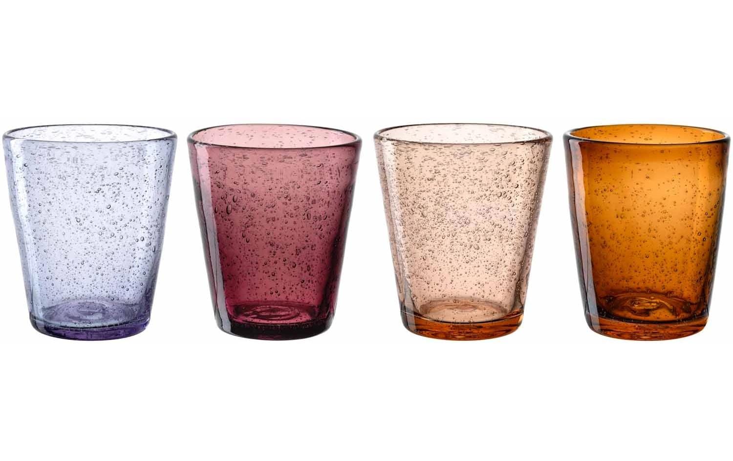 LEONARDO Trinkglas BURANO – 4er Set, 330 ml, Ø 9 cm, H 11 cm, Kalk-Natron-Glas, Mehrfarbig