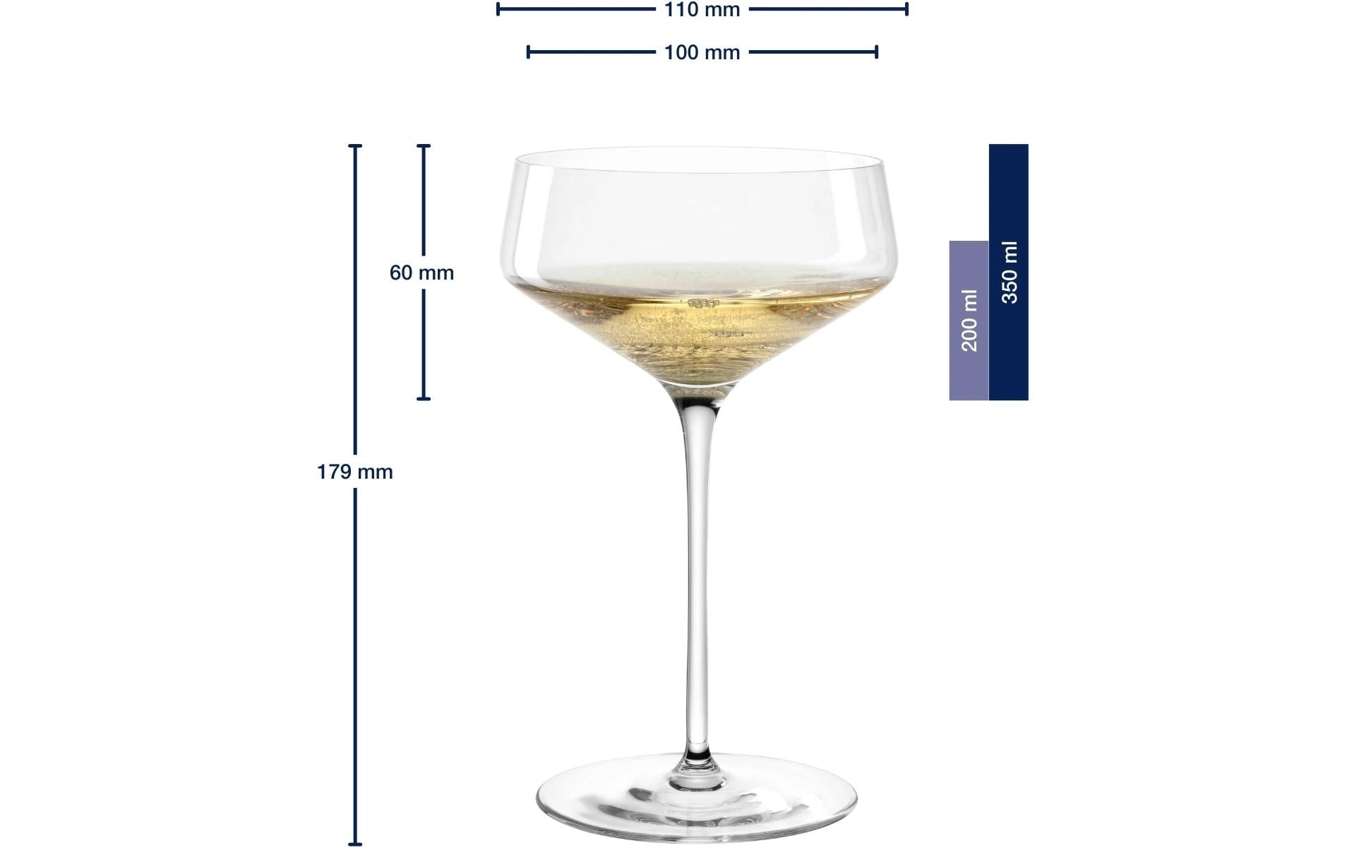 LEONARDO Puccini Champagnerschale – 0,35 l, Kristallglas, transparent, spülmaschinenbeständig, 6 Stück