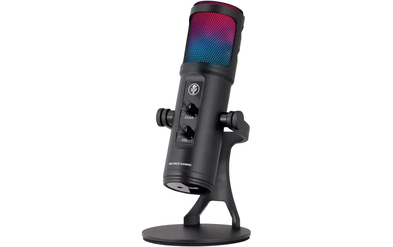 Deltaco Gaming GAM-171 Tischmikrofon – USB-C, kabelgebunden, Niere, 50–20'000 Hz, Schwarz