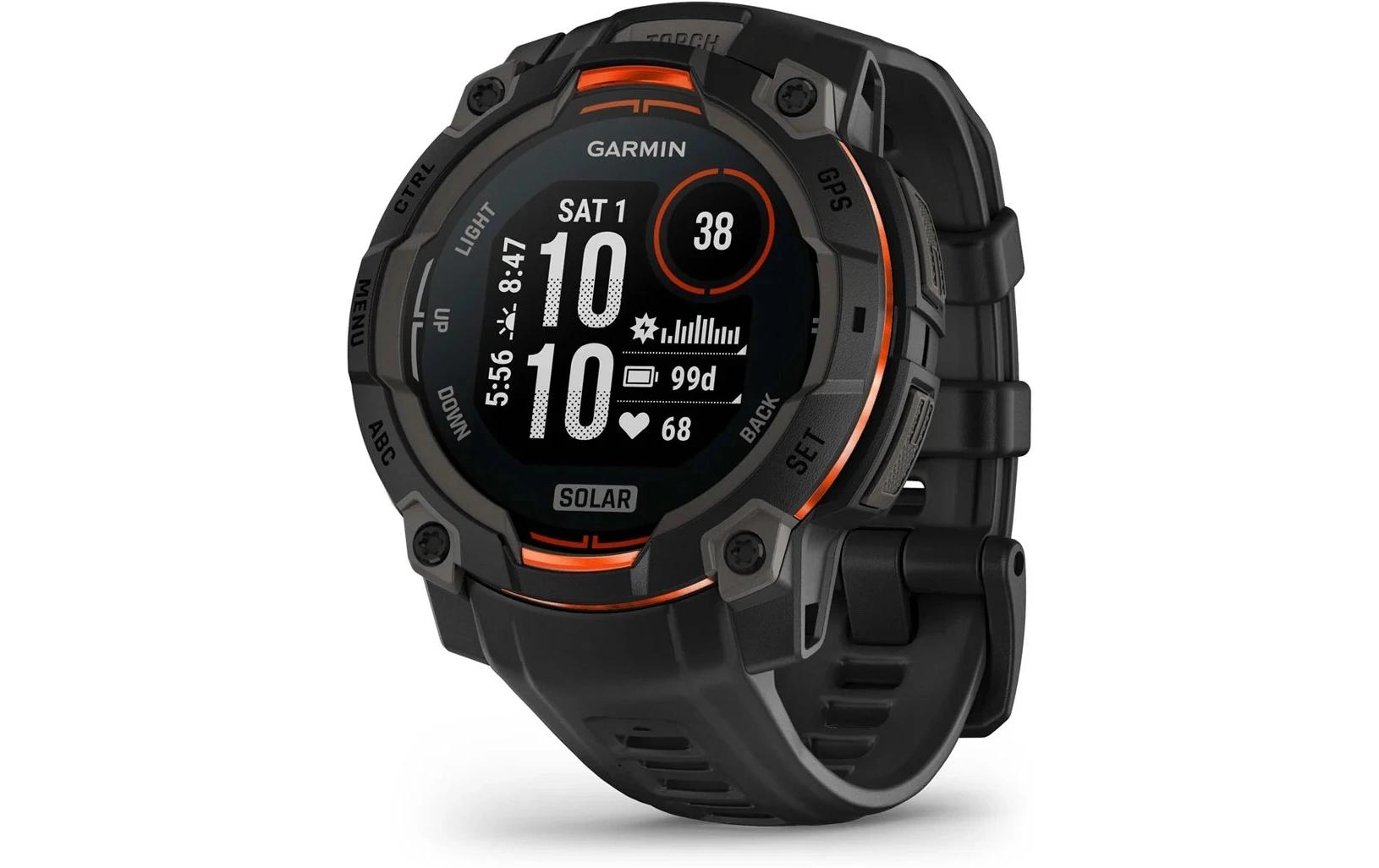 Garmin Instinct 3 Solar – GPS-Smartwatch – 45 mm, NFC, Schwarz/Anthrazit, 22 mm Sportarmband