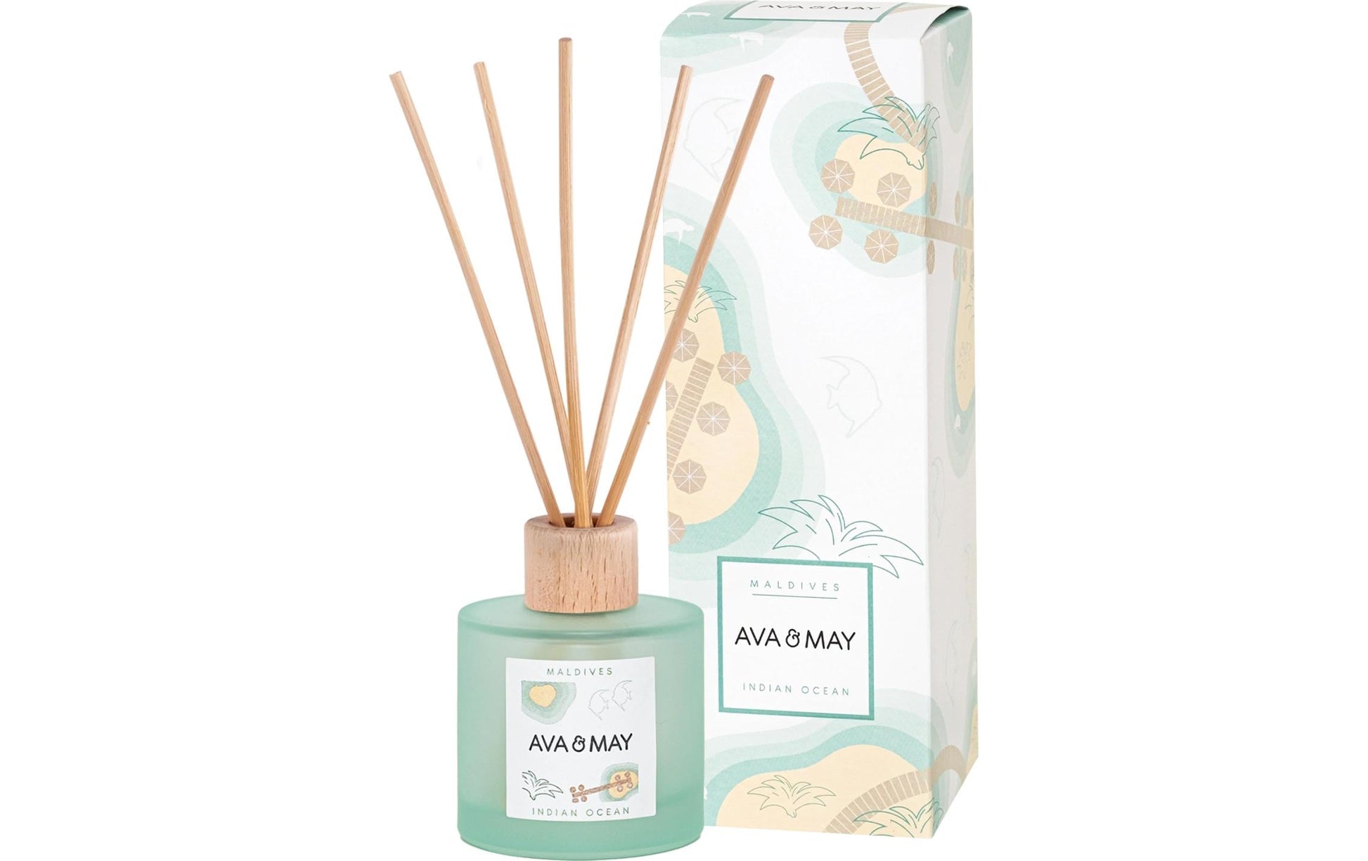 AVA & MAY Duftstäbchen Malediven – Beige, Grün, Weiss, Holz