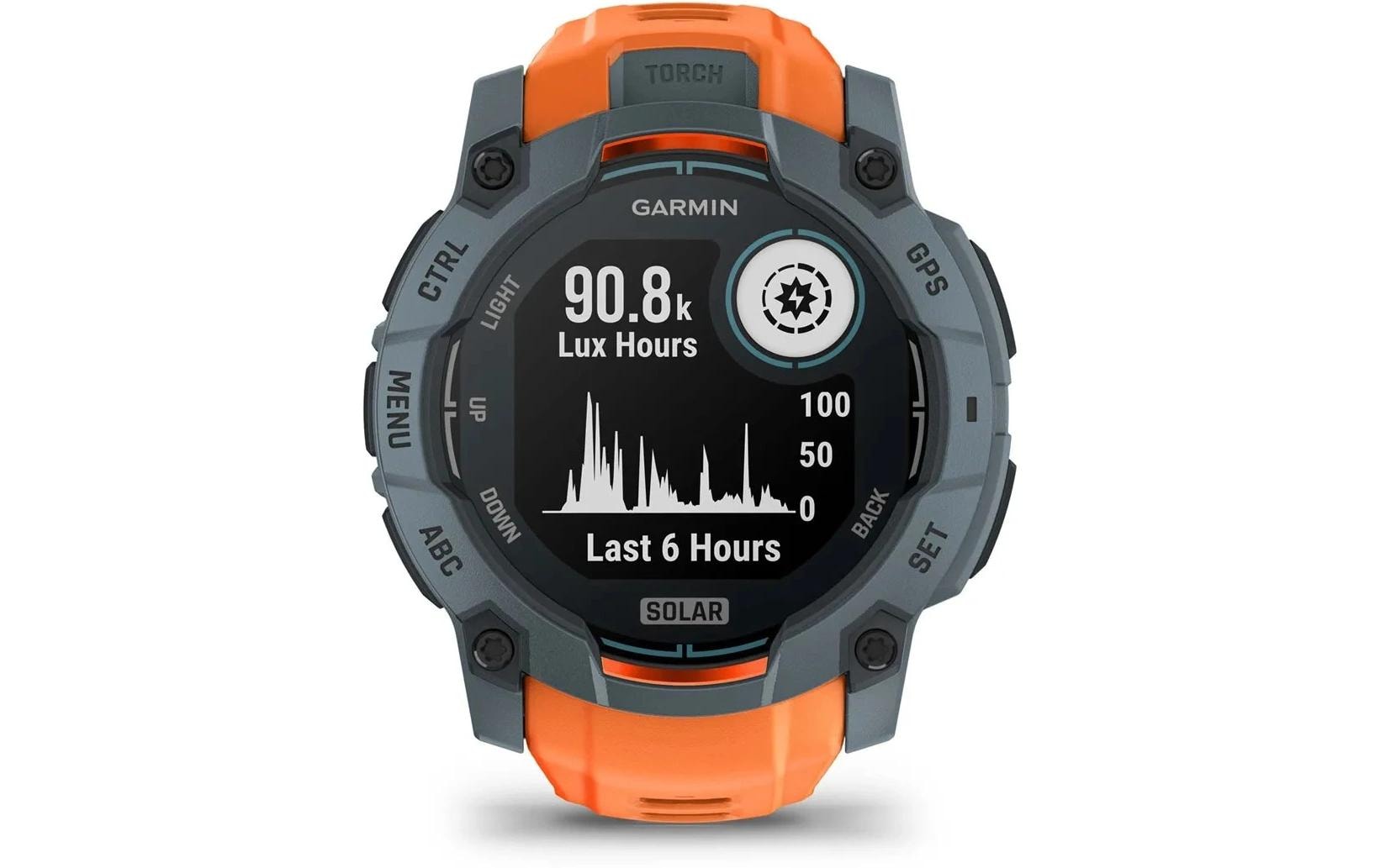 Garmin Instinct 3 Solar – GPS-Smartwatch – 50 mm, GPS, NFC, Orange, Sportarmband