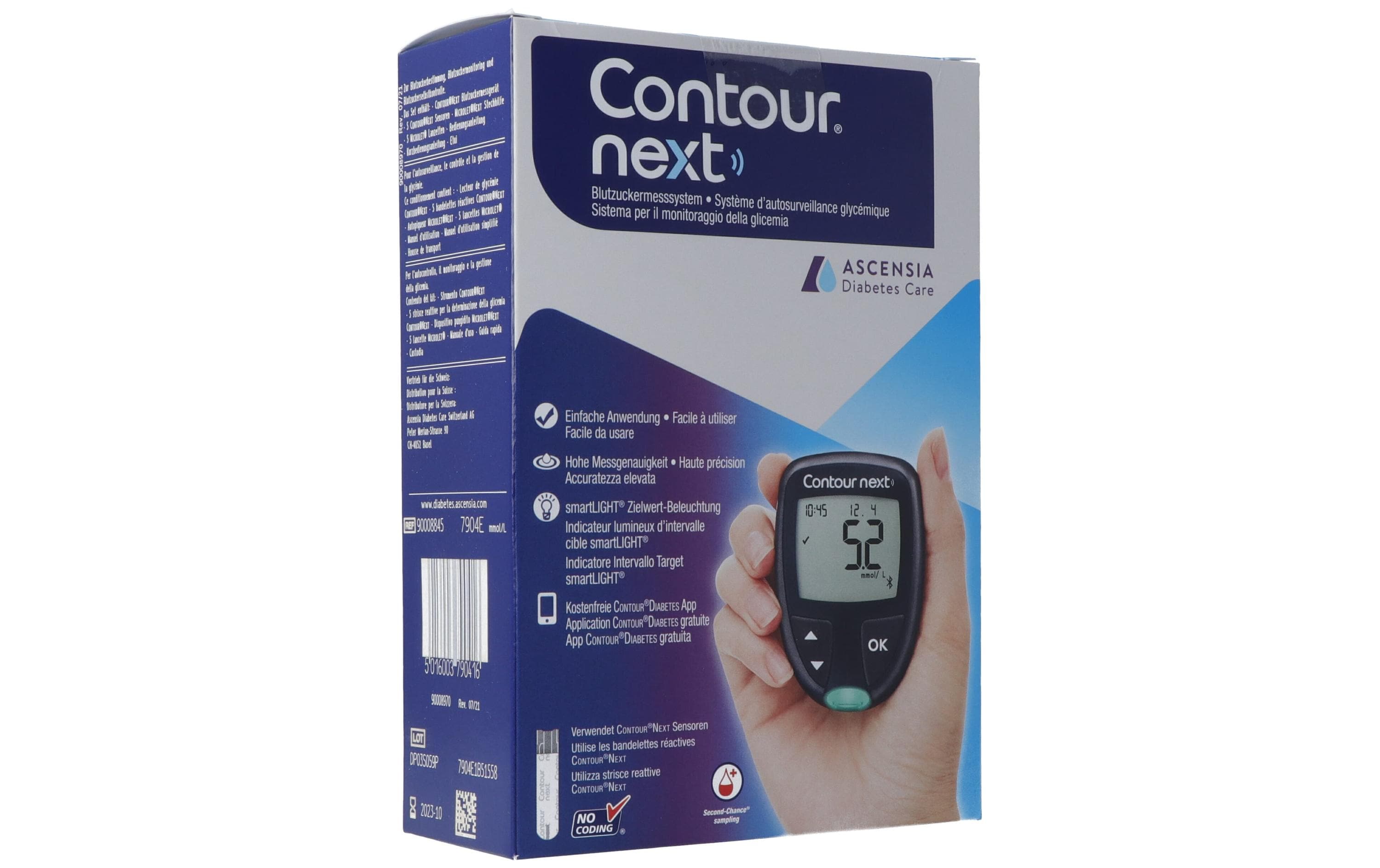 CONTOUR NEXT Blutzuckermessgerät – 0,6 µl, 5 s, 800 Speicher