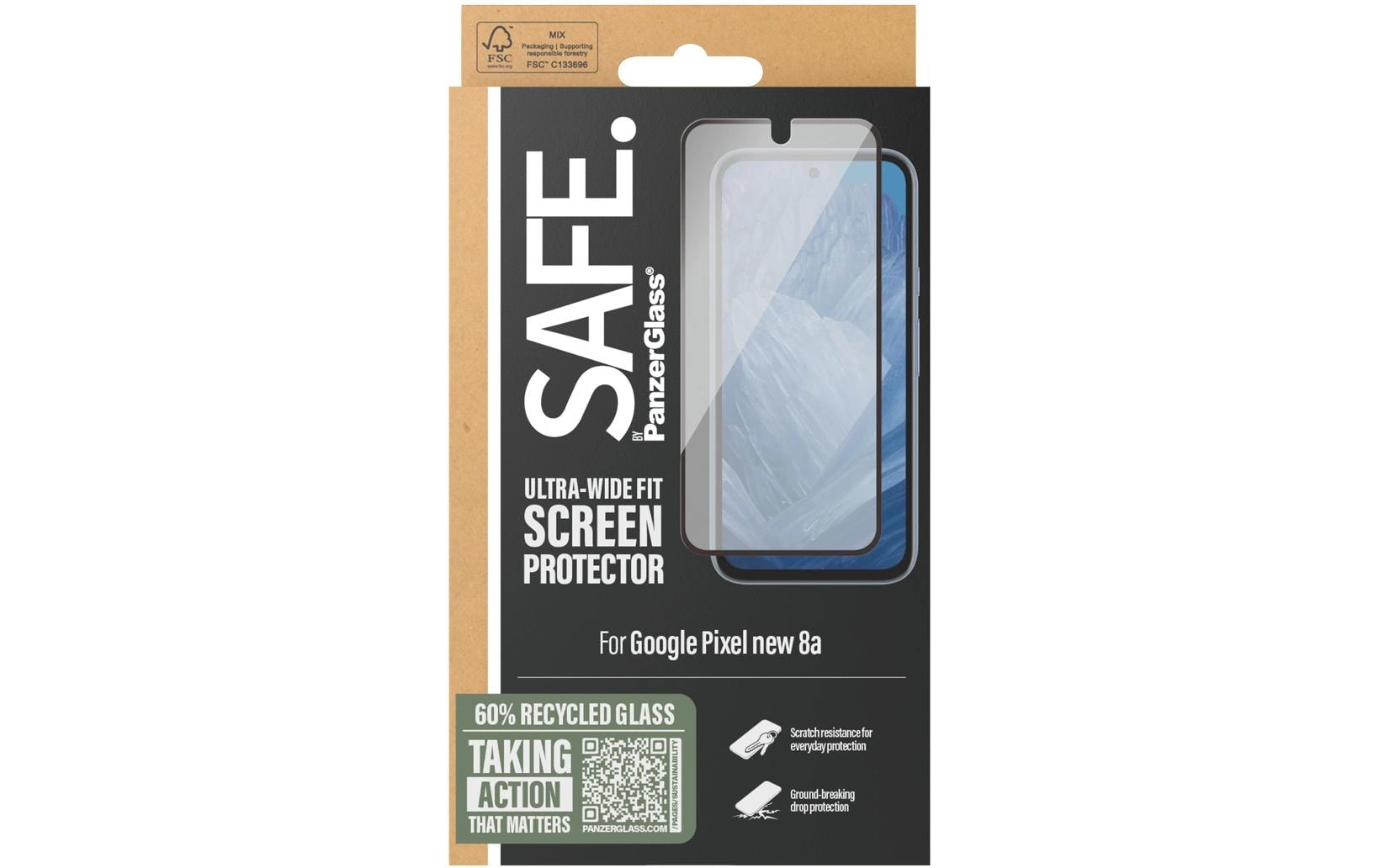PanzerGlass SAFE. – Displayschutz (Panzerglas), Ultra-Wide Fit – für Pixel 9a