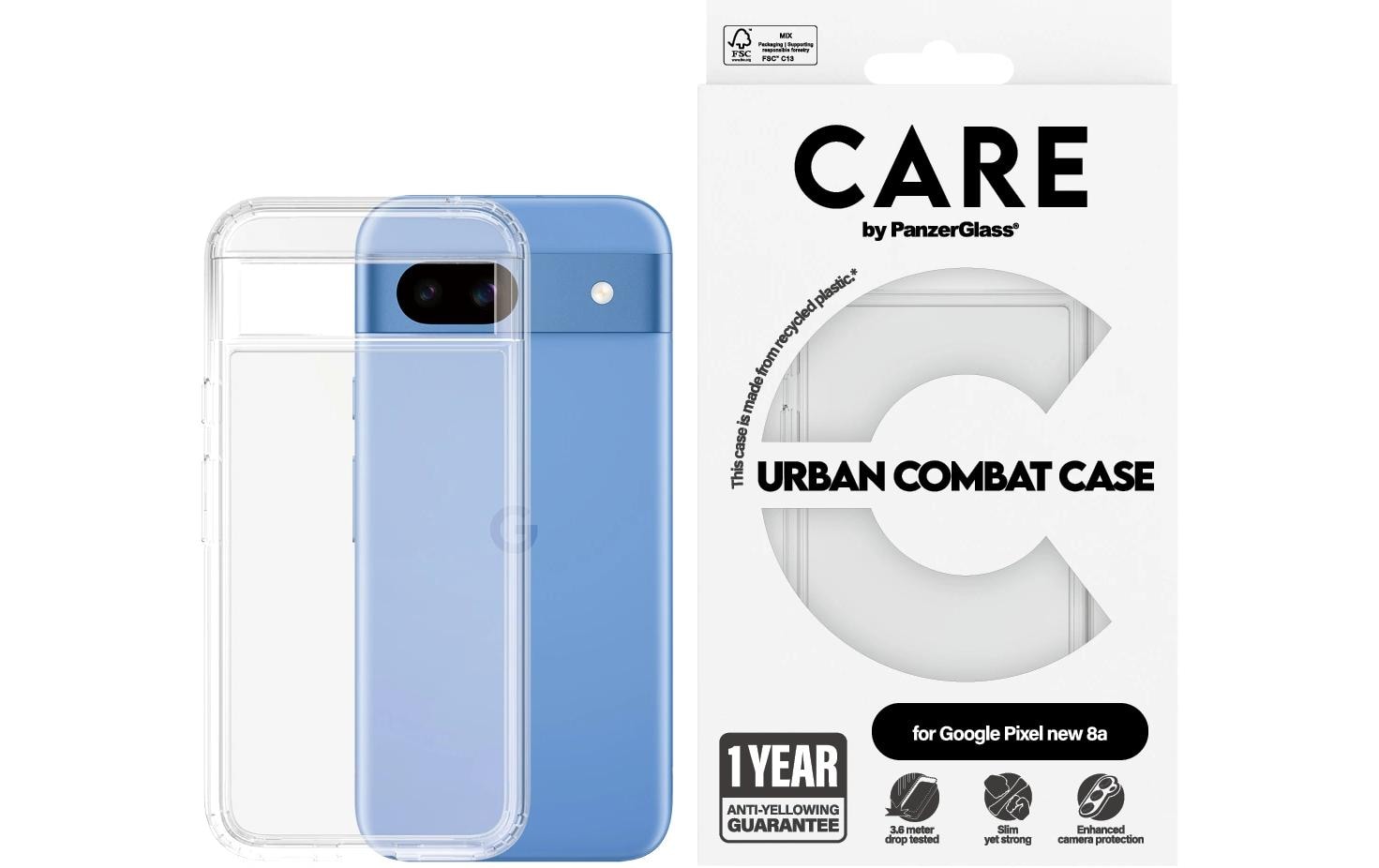 PanzerGlass CARE Flagship Backcover – für Google Pixel 9a, Kunststoff, Transparent, bis 4,8 m Sturzschutz