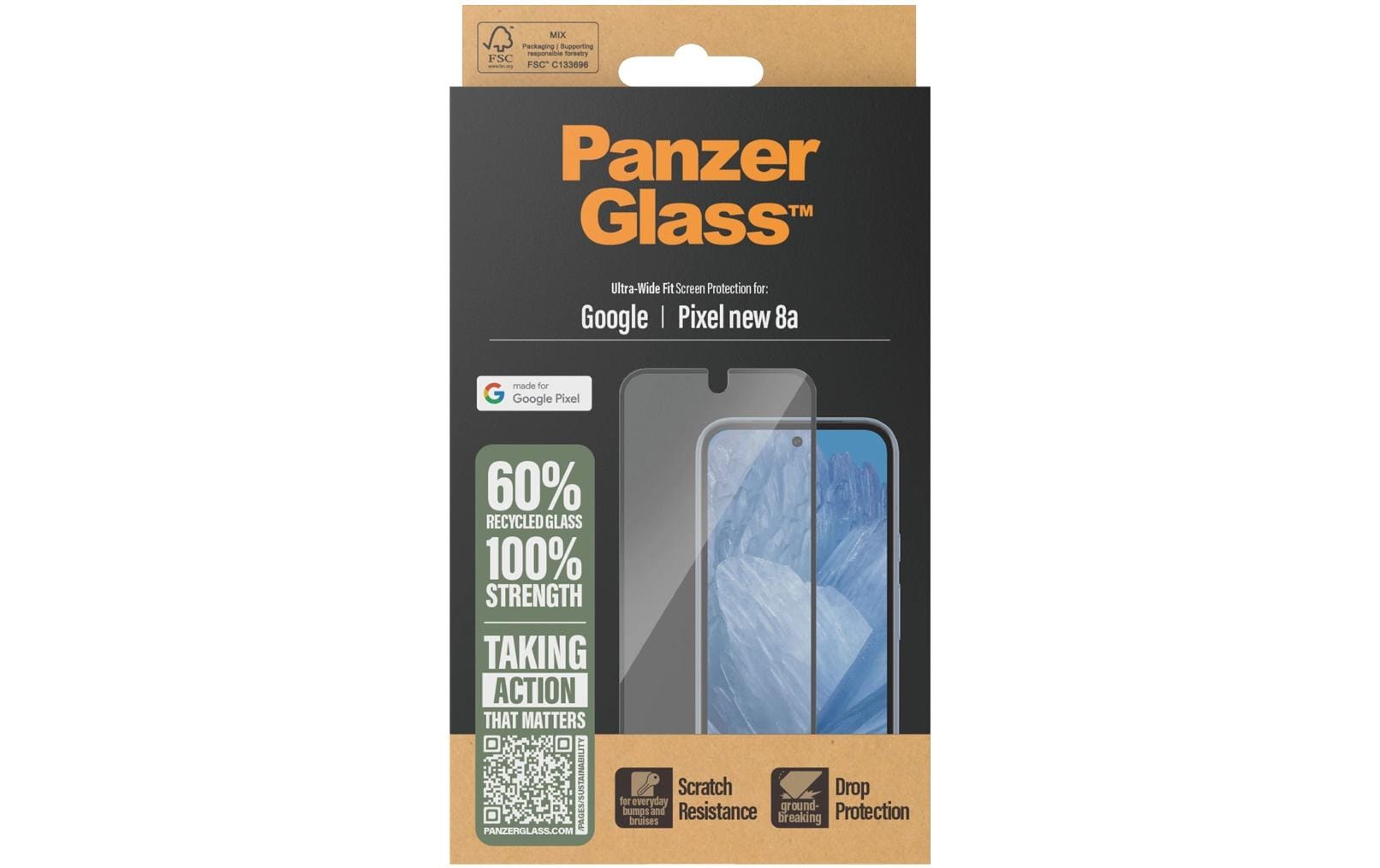 PanzerGlass Displayschutz (Panzerglas), Ultra-Wide Fit – für Pixel 9a