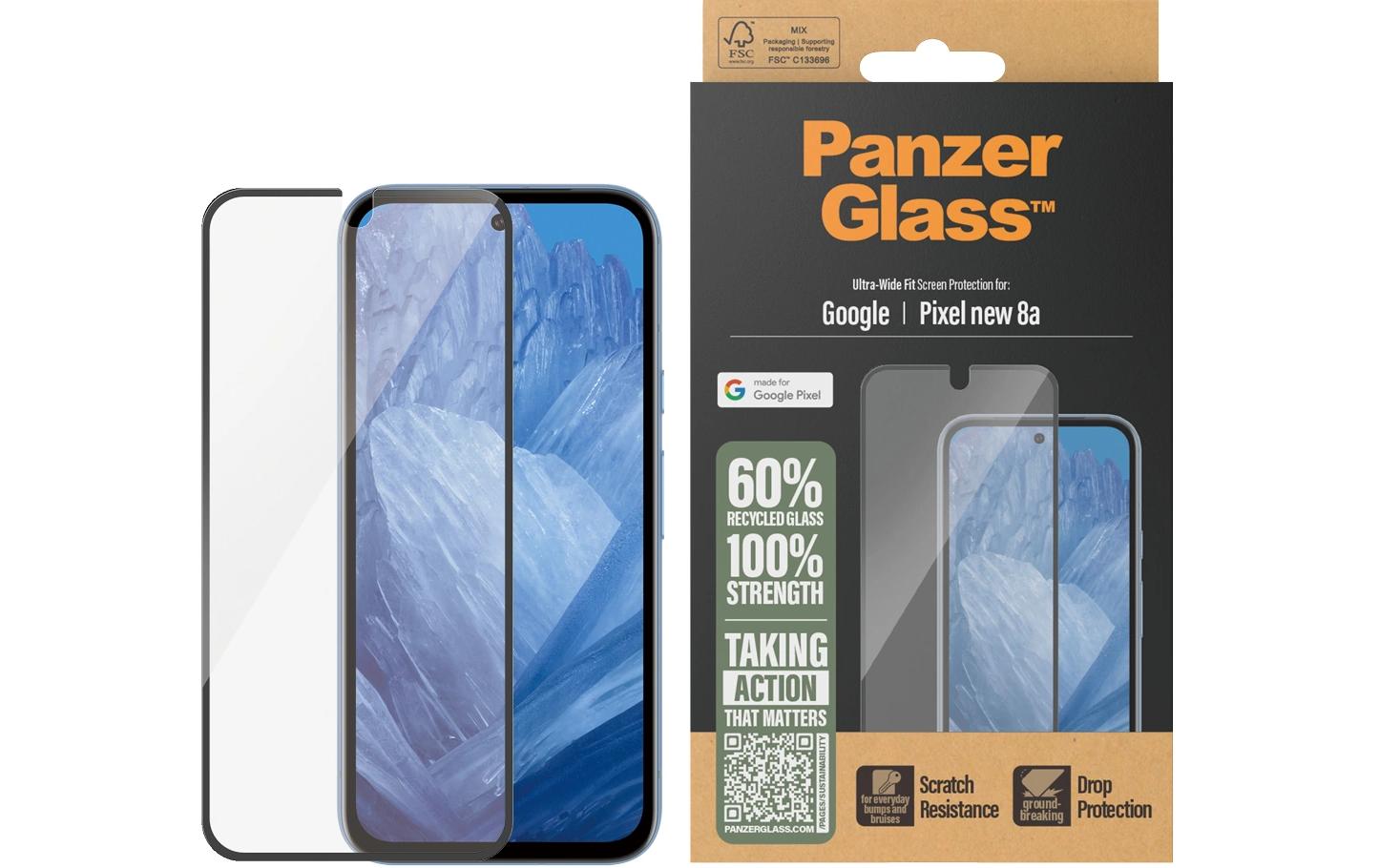 PanzerGlass Displayschutz (Panzerglas), Ultra-Wide Fit – für Pixel 9a