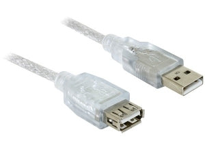 DeLOCK USB-A Verlängerungskabel (Stecker auf Buchse) – USB 2.0 (480 Mbit/s) – 1,8 m – Weiss
