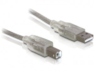 DeLOCK USB-A auf USB-B Kabel – USB 2.0 (480 Mbit/s) – 0,5 m – Transparent – für Drucker, Scanner