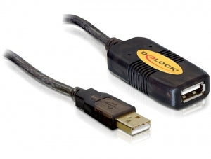 DeLOCK USB-A Verlängerungskabel (Stecker auf Buchse) – USB 2.0 (480 Mbit/s) – 10 m – Aktiv – Schwarz