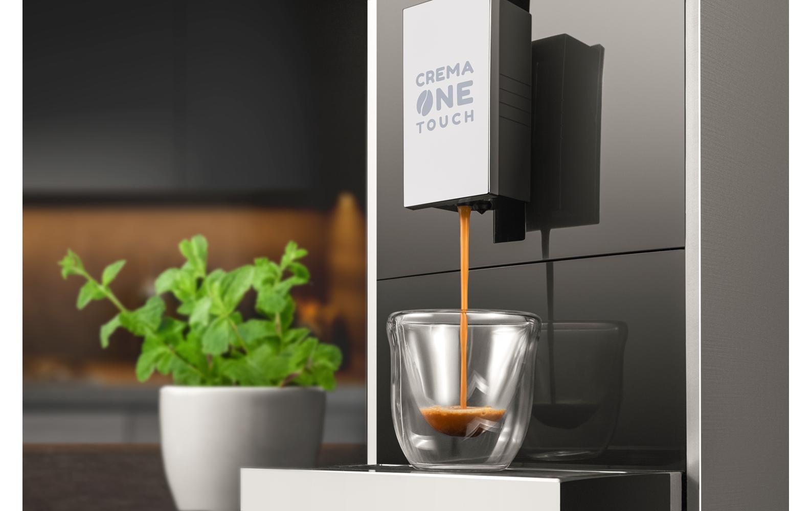 Trisa Crema One Touch 6220.4245 Kaffeevollautomat – 1,2 l, 130 g Bohnenbehälter, 19 bar, schwarz/silber