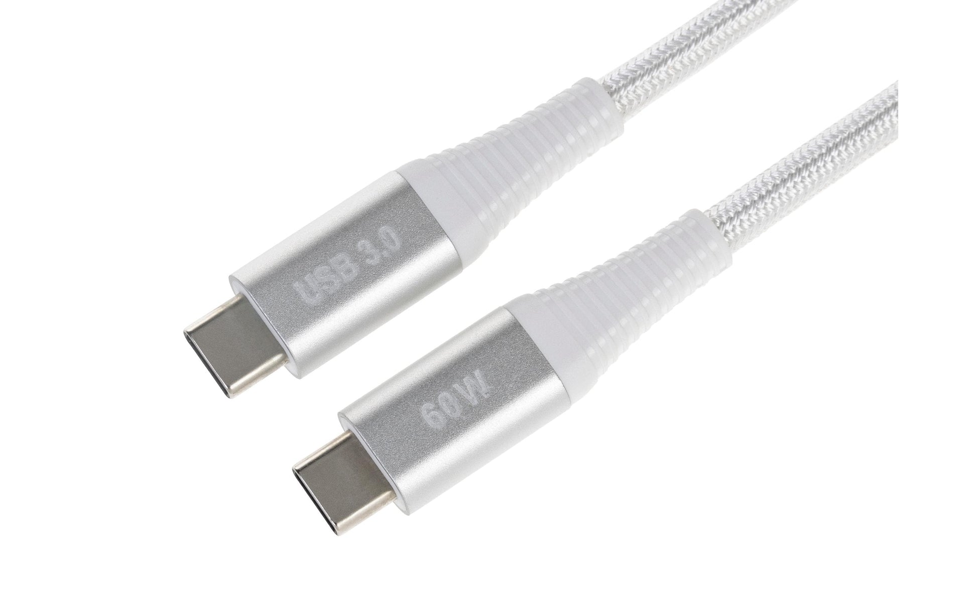 ONIT USB-Adapter USB-C auf USB-C – USB 3.2 Gen 1 (5 Gbit/s) – PD 60 W – Textilmantel – Weiss